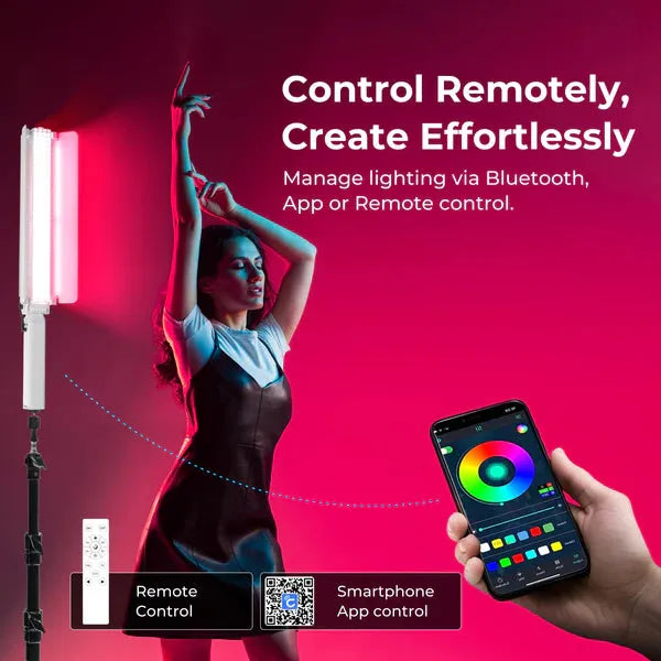 Digitek DSL-1000 RGB Stick Light 100W Portable Handheld RGB LED Light Wand, 360° Full Color RGB, Adjustable Color Temperature, Special Effects, Ideal for Photography, Videography, YouTube & Reels--Crezio.in-DIGITEK