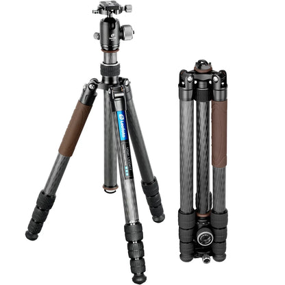 Leofoto LX-324CT + XB-38 Urban Carbon Fiber Tripod with Ball Head - 15kg Load, 1735mm Height, Reversible Travel Tripod
