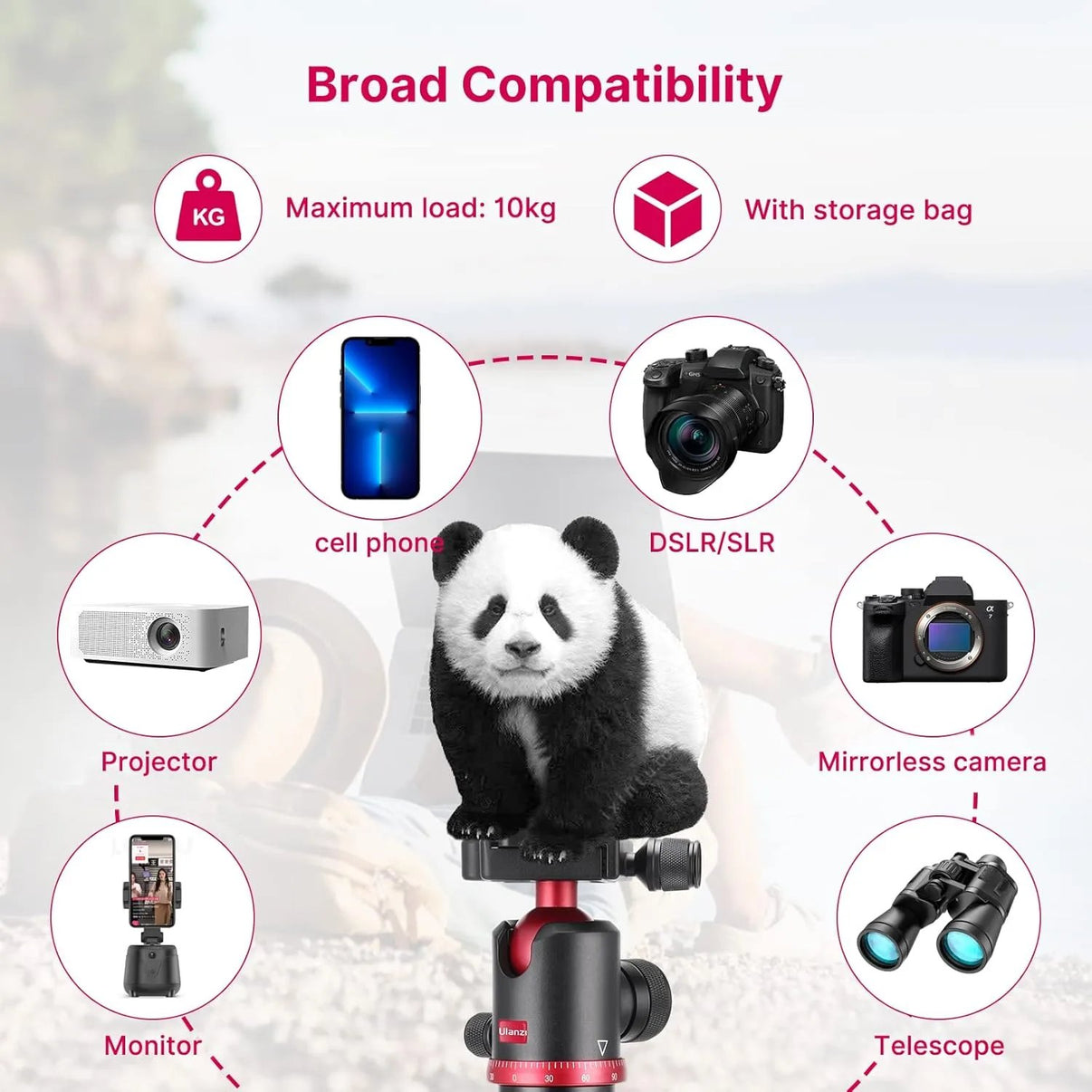 Ulanzi MT-51 Heavy Duty Camera Tripod with 360° Ball Head, Aluminium Alloy, 163cm Height, 10kg Load Capacity, Quick Release Plate, DSLR & Mirrorless Compatible--Crezio.in-ULANZI