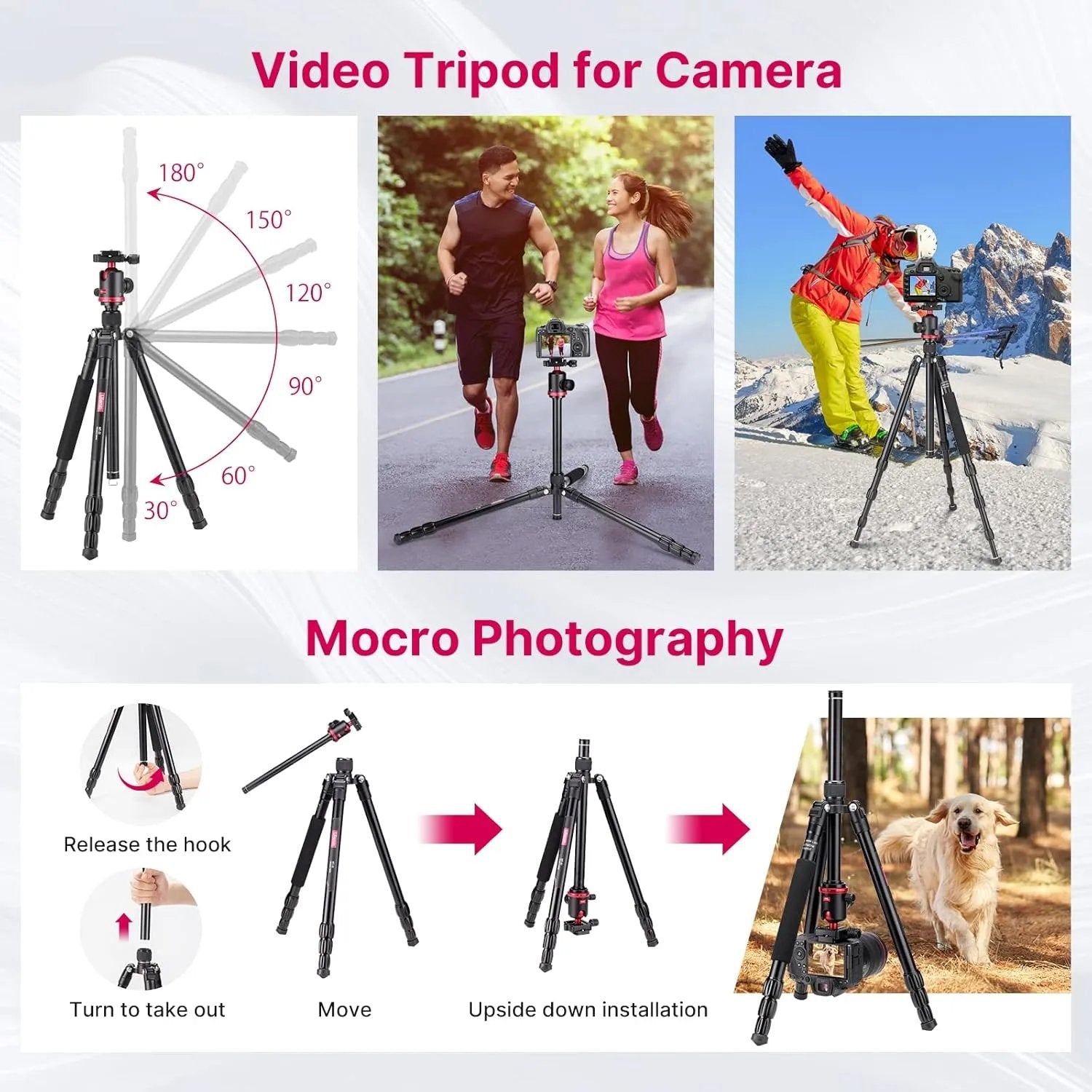 Ulanzi MT-51 Heavy Duty Camera Tripod with 360° Ball Head, Aluminium Alloy, 163cm Height, 10kg Load Capacity, Quick Release Plate, DSLR & Mirrorless Compatible--Crezio.in-ULANZI