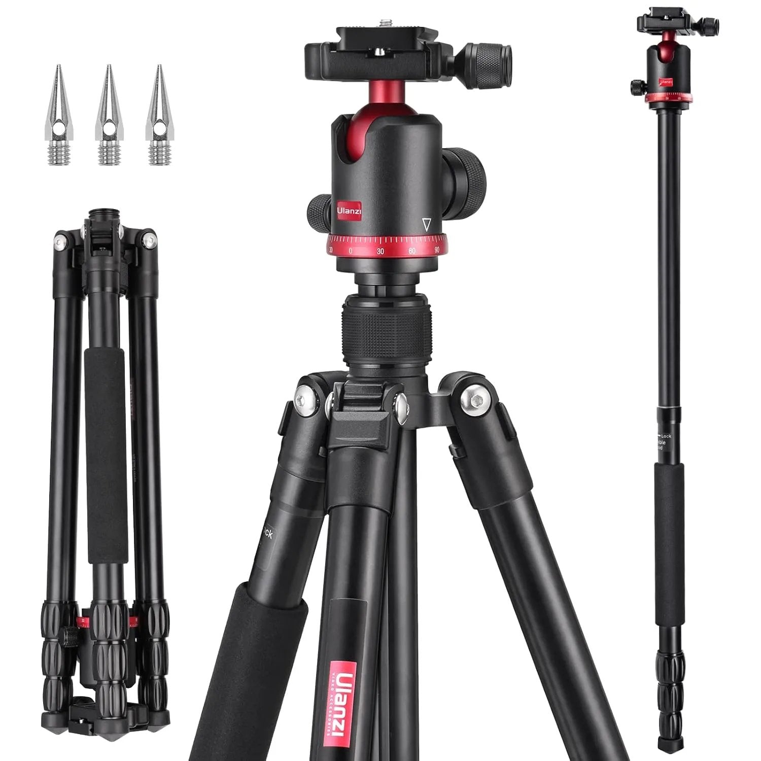 Ulanzi MT-51 Heavy Duty Camera Tripod with 360° Ball Head, Aluminium Alloy, 163cm Height, 10kg Load Capacity, Quick Release Plate, DSLR & Mirrorless Compatible--Crezio.in-ULANZI