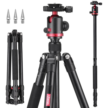 Ulanzi MT-51 Heavy Duty Camera Tripod with 360° Ball Head, Aluminium Alloy, 163cm Height, 10kg Load Capacity, Quick Release Plate, DSLR & Mirrorless Compatible--Crezio.in-ULANZI