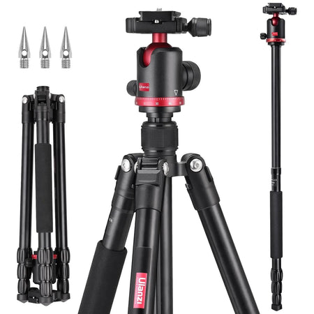 Ulanzi MT-51 Heavy Duty Camera Tripod with 360° Ball Head, Aluminium Alloy, 163cm Height, 10kg Load Capacity, Quick Release Plate, DSLR & Mirrorless Compatible--Crezio.in-ULANZI