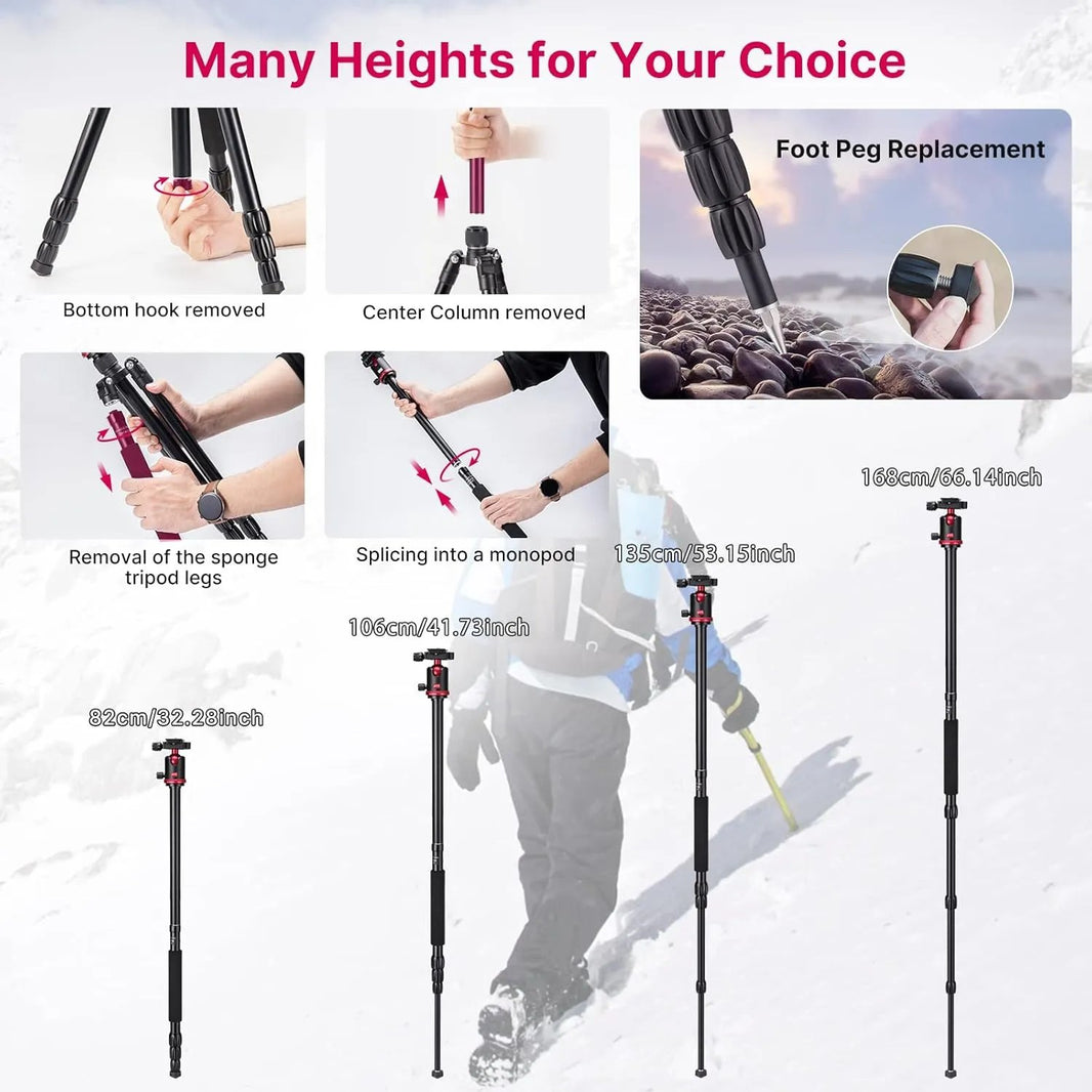 Ulanzi MT-51 Heavy Duty Camera Tripod with 360° Ball Head, Aluminium Alloy, 163cm Height, 10kg Load Capacity, Quick Release Plate, DSLR & Mirrorless Compatible--Crezio.in-ULANZI