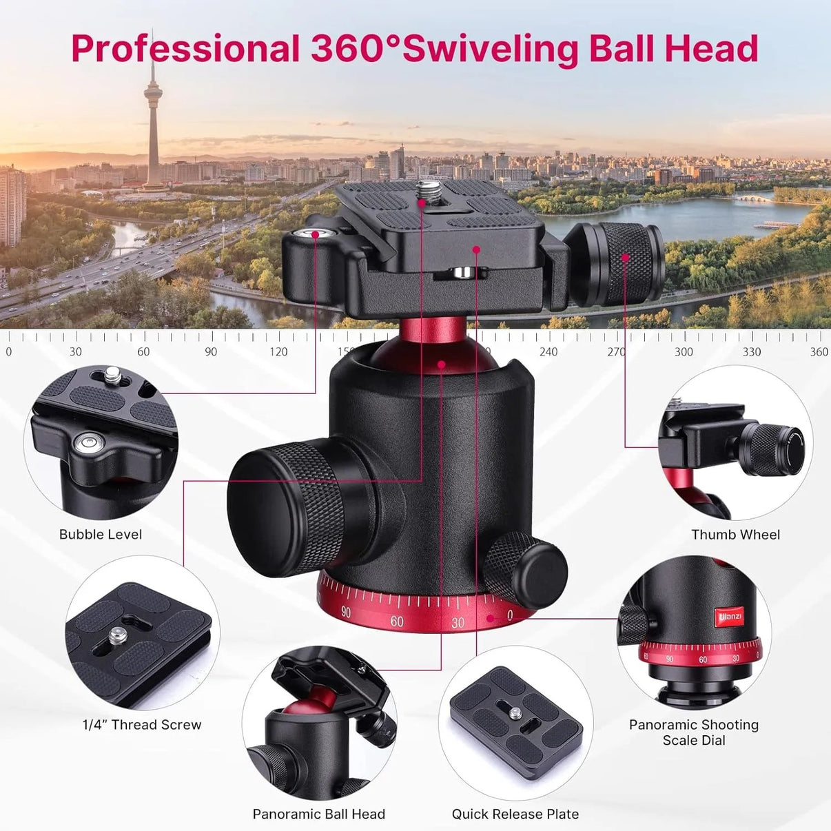 Ulanzi MT-51 Heavy Duty Camera Tripod with 360° Ball Head, Aluminium Alloy, 163cm Height, 10kg Load Capacity, Quick Release Plate, DSLR & Mirrorless Compatible--Crezio.in-ULANZI
