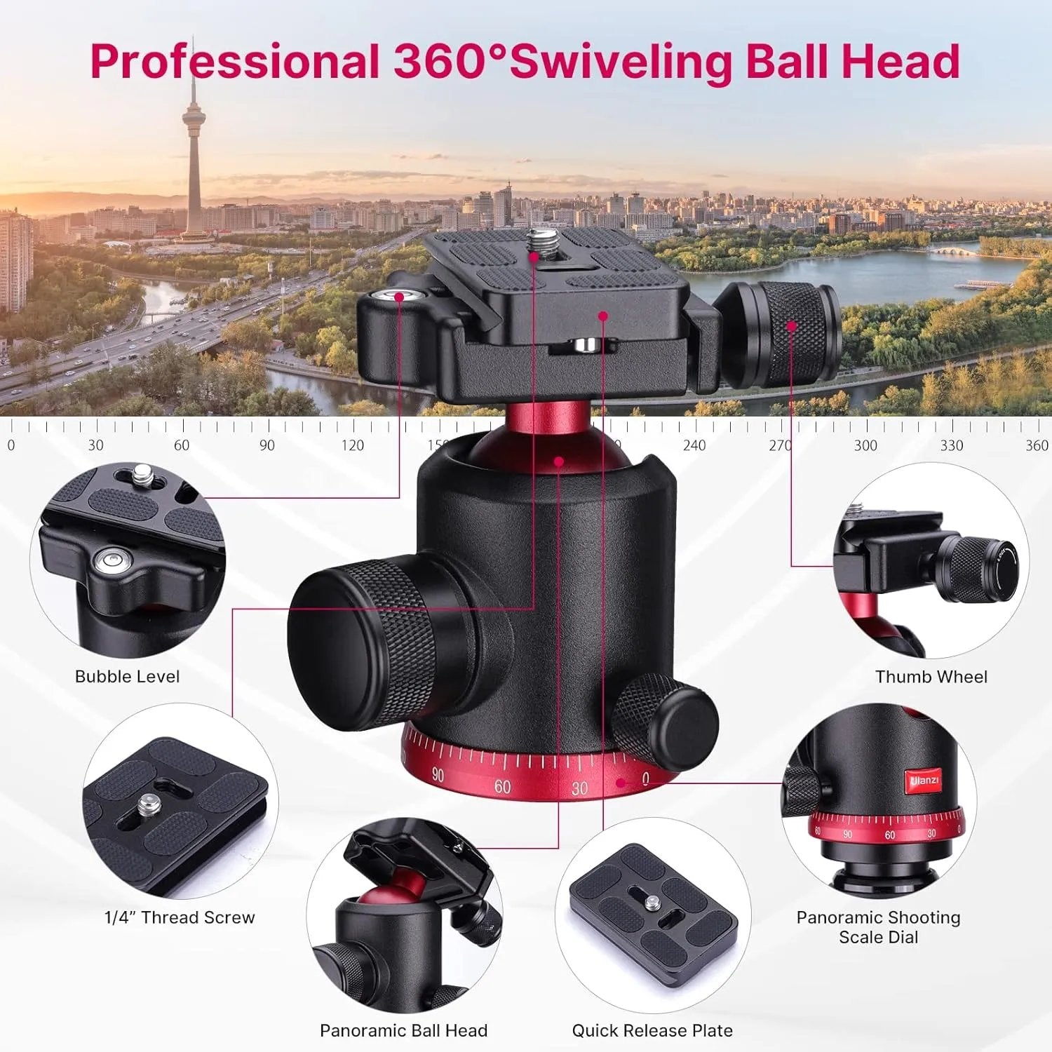 Ulanzi MT-51 Heavy Duty Camera Tripod with 360° Ball Head, Aluminium Alloy, 163cm Height, 10kg Load Capacity, Quick Release Plate, DSLR & Mirrorless Compatible--Crezio.in-ULANZI