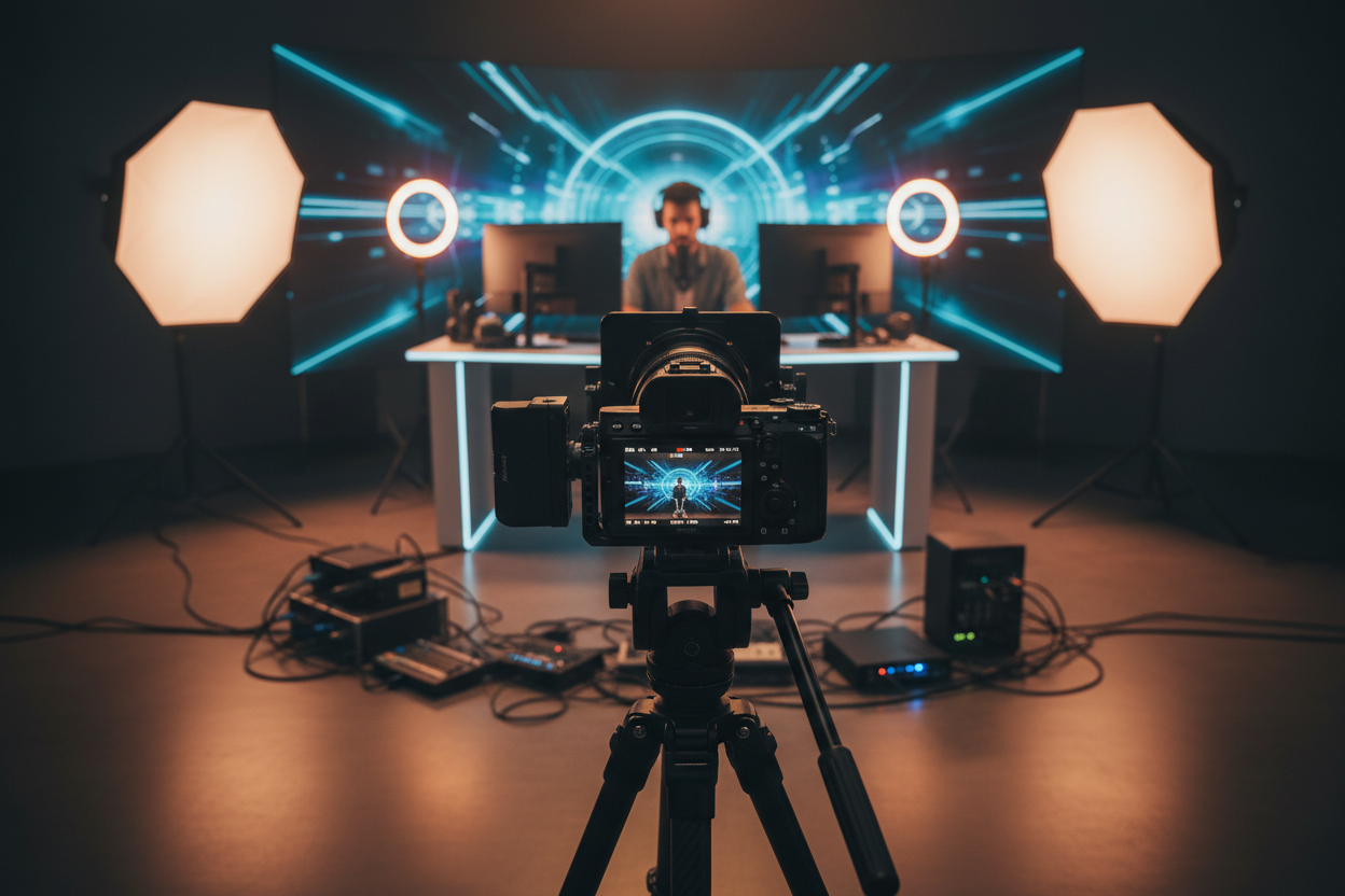 A sony Camera in capturing live streaming scene cinematic 